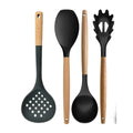 Set of 4 Silicone & Wood Utensils | Kitchen