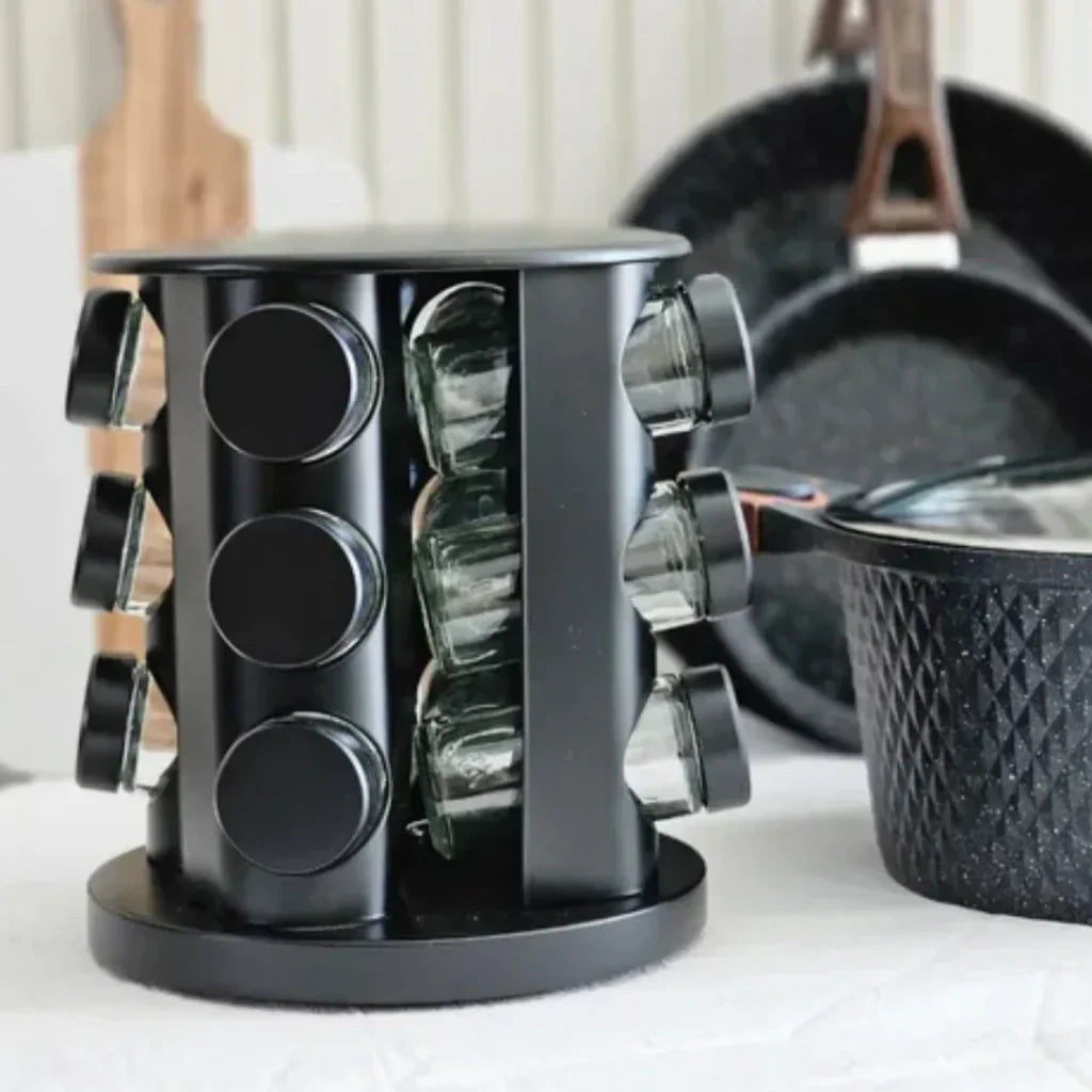 Rotating Spice Rack with 12 Jars | Kitchen Organization