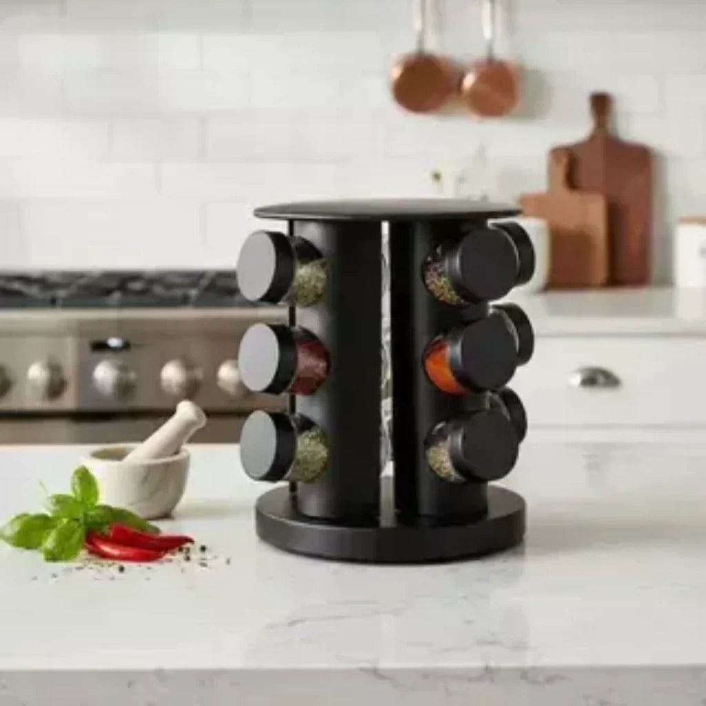 Rotating Spice Rack with 12 Jars | Kitchen Organization