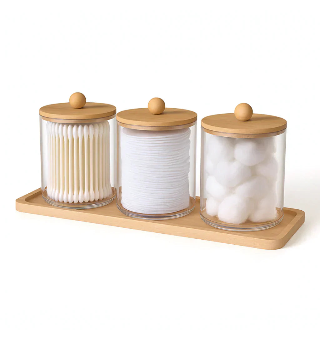 Acrylic & Bamboo Bathroom Accessory Set (3 Pieces)